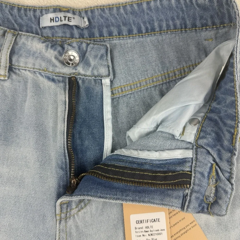 HDLTE Women's Small‎ Jeans High Rise Baggy Wide Leg Boyfriend Y2K Denim-NWT